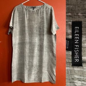 Eileen Fisher 100% silk boxy shift dress XXS